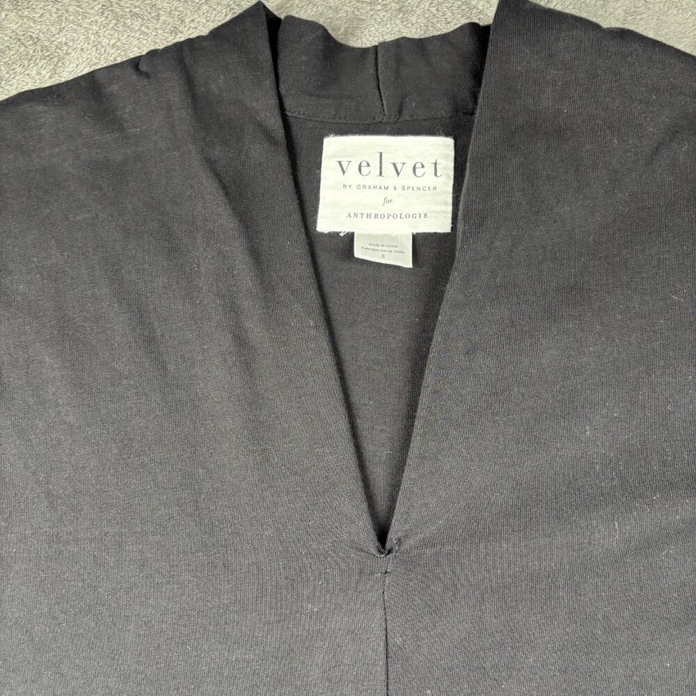 Velvet Anthropologie Women Dress LBD Career Quiet Luxury Cotton Black Small L159 - Picture 3 of 11